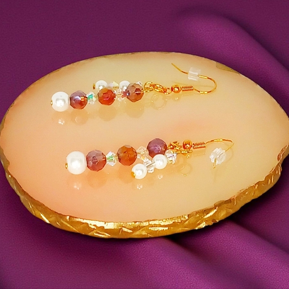 Hand Crafted Jewelry - Gold Linear Dangle Drop Earrings Purple Glam Luxe Bling Old Hollywood Iced Out